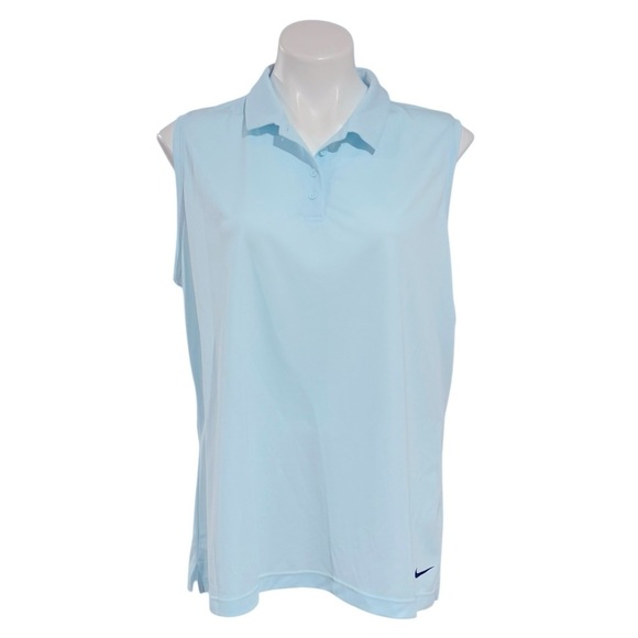 NIKE Dri-Fit Victory Sleeveless Golf Polo Glacier Blue NEW - Picture 2 of 6